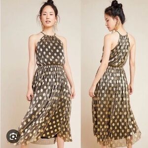 Gold Polka Dot Women's Dress Sunday in Brooklyn Anthropologie dress